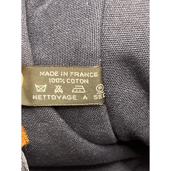 Hermès Fourre Tout MM Navy Blue Canvas Tote Bag with Brown Web Straps - Picture 7 of 16